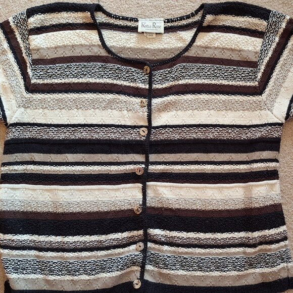 Vintage Striped Black and Cream Top - Picture 1 of 6